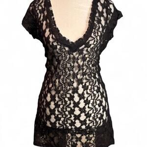 Black lace mini dress/ top